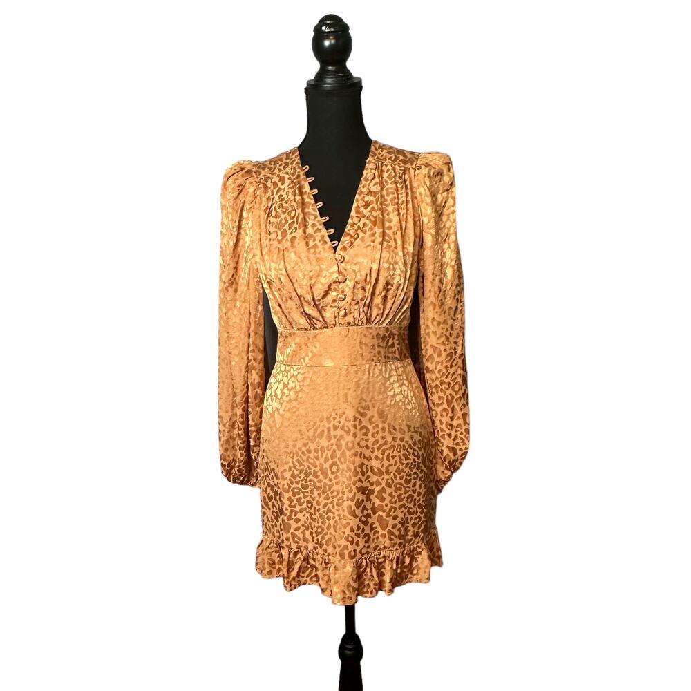 Lovers + Friends Satin Mini Dress SMALL Leopard Animal Print Cocktail $188 NEW - Picture 4 of 7
